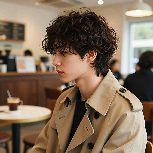 Wavy Crop Hairstyle in Coffee Shop