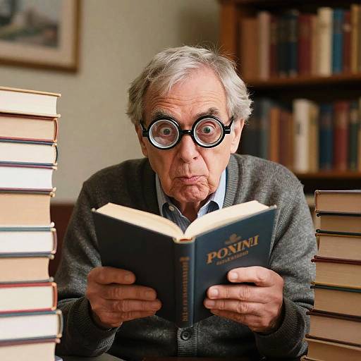 Quirky Elderly Man with Oversized Glasses