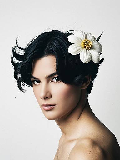 Realistic Solo Boy with Hair Flower