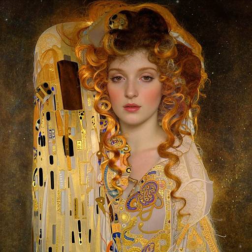 Hyper-Realistic Klimt-Inspired Woman Portrait