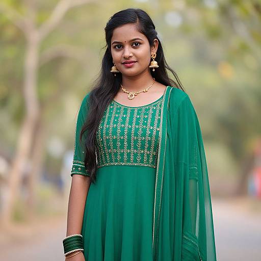 Indian Engagement Dress with Jewelry