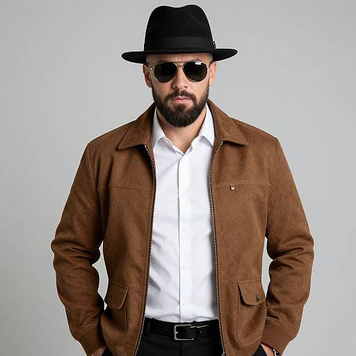 Gangster Boss Man in Brown Jacket