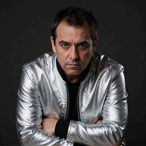 Middle-Aged Man in Silver Jacket