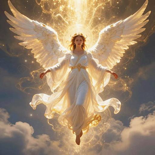 Radiant Angelic Being Above Clouds