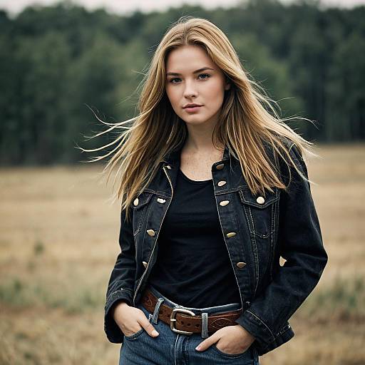 Young Woman in Casual Outdoor Outfit