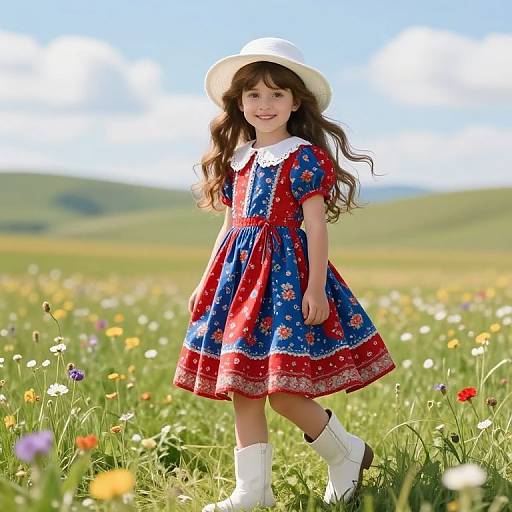 Joyful Girl in Sunny Meadow