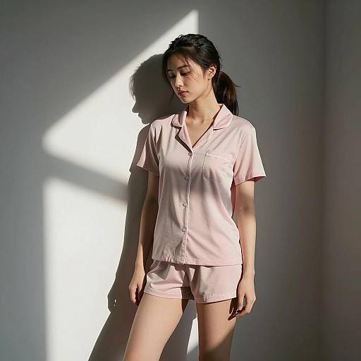 Stylish Woman in Sunlit Shadows