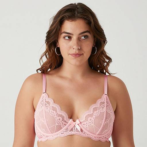 Portrait of a Woman in Pink Lace Bra