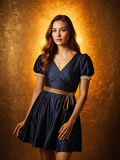 Woman in Navy Blue Wrap Dress