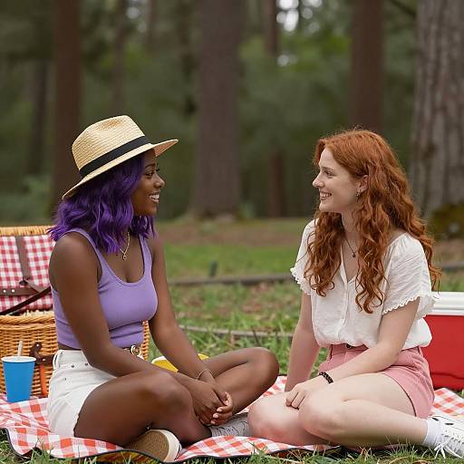 Two Friends Enjoying a Picnic in Nature