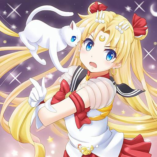 Illustration of Artemis (sailor moon), bishoujo senshi sailor moon in the style of Amasawa natsuhisa