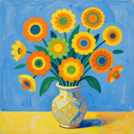 Vibrant Whimsical Floral Bouquet Painting