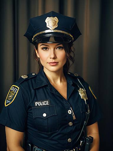 Photorealistic Cosplay Police Officer Portrait