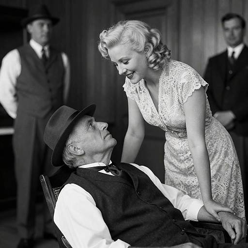 Vintage Black and White Scene with Characters