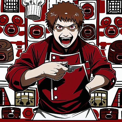 Illustration of Hanamura teruteru, danganronpa (series) in the style of Bukimi isan