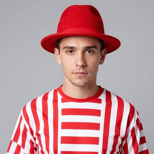 Man in Red and White Stripes