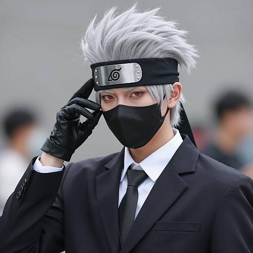 Male Cosplayer with Spiky Silver Hair