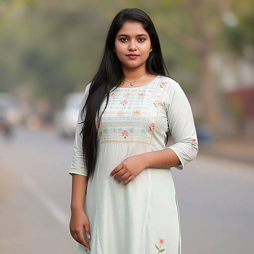 Plus Size Punjabi Suit Outdoors Portrait