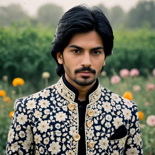 Man in Embroidered Sherwani Outdoors