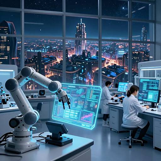 Futuristic Lab with Alien City View