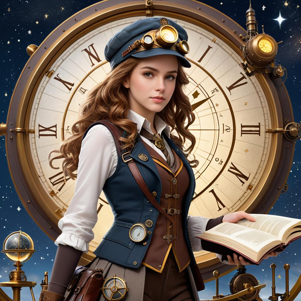 Whimsical Steampunk Hermione in Observatory