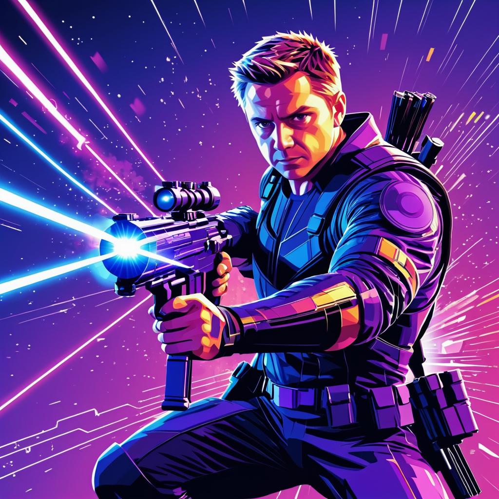 Hawkeye in Action: Laser Shooting Scene