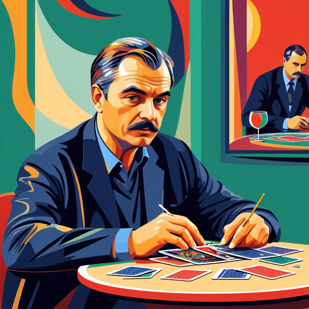 Expressionist Vector Art of a Card Player