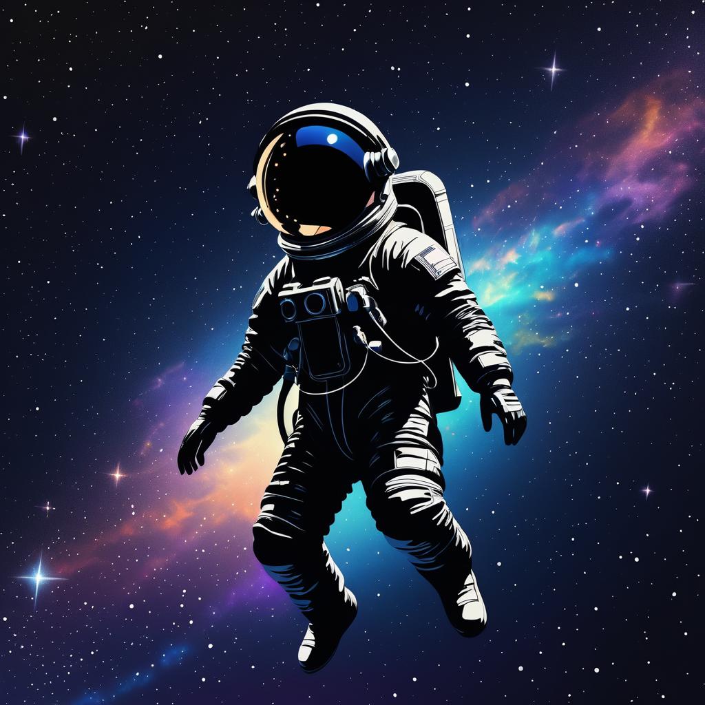 Retro-Futuristic Astronaut in Space