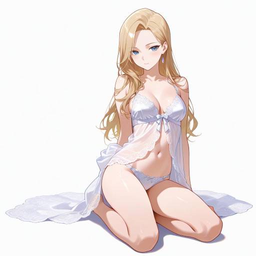 Elegant Lingerie Pose of a Thoughtful Lady Elegant Lingerie Pose of a Thoughtful Lady