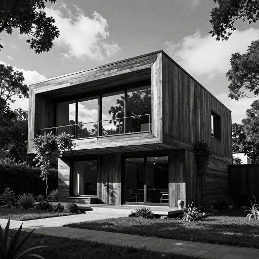 Modern Wooden House with Balcony