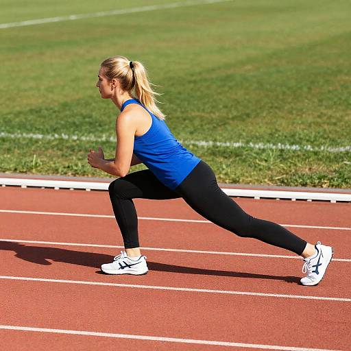 Blonde Woman Lunging on Track
