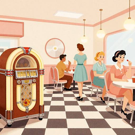 Retro 1950s Diner Illustration