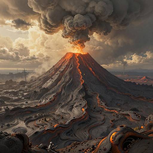 Steampunk Volcanic Summit at Dawn