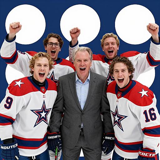 Cheering Fans in Colorful Hockey Jerseys