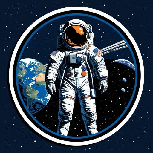 Astronaut Portrait Against Space Station Logo