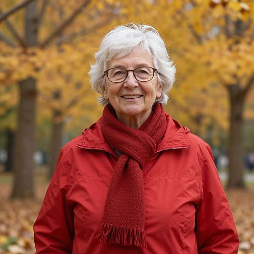 Elderly Woman in Autumn Park