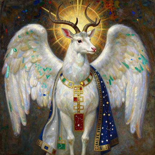 Seraphic White Stag in Klimt Cloak