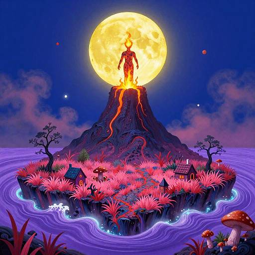Surreal Volcanic Fantasy Landscape