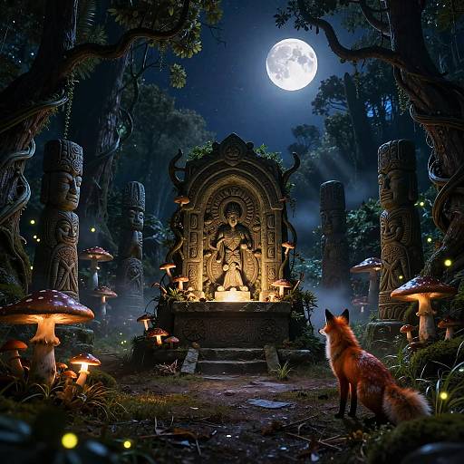 Mythical Nightscape in Enchanted Forest