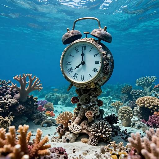 Surreal Underwater Clock Fusion