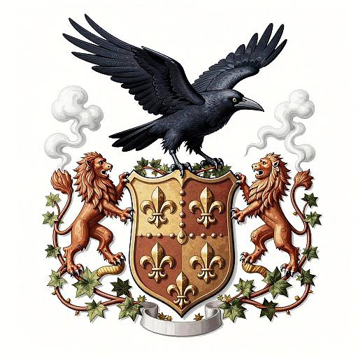 Elegant Raven Heraldic Family Crest