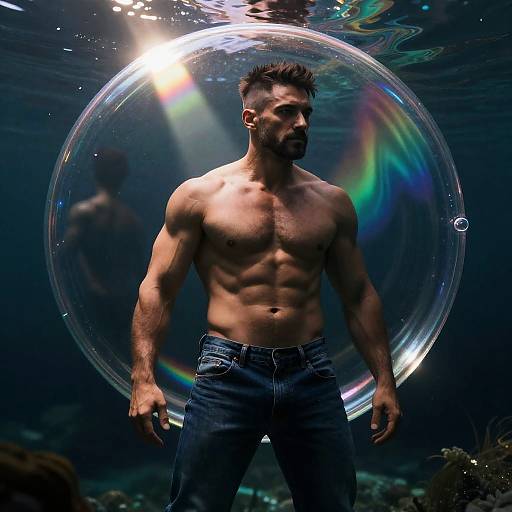 Realistic Muscular Male in Fantasy Scene