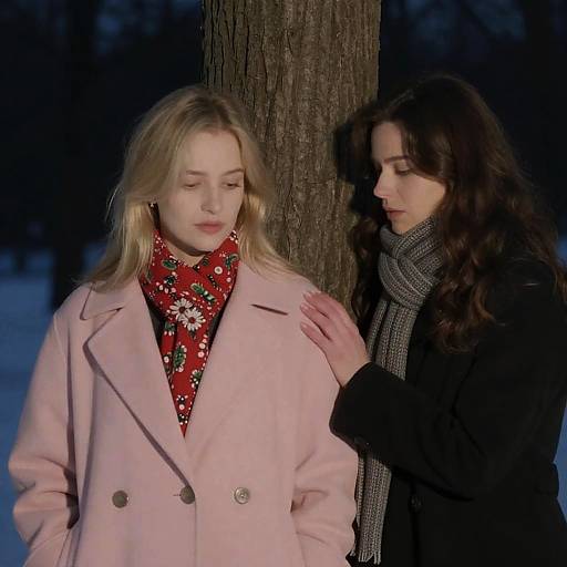 Winter Night Embrace by the Tree