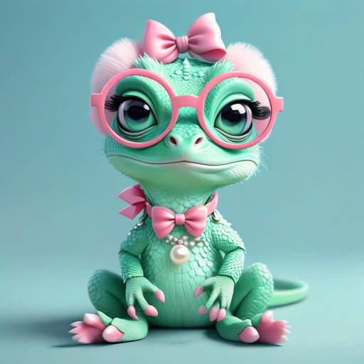 Adorable Mint Green Lizard Character Design