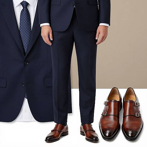 Elegant Navy Suit with Accessories