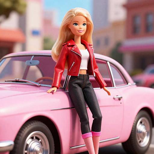 Ultra-Realistic Barbie by Vintage Car