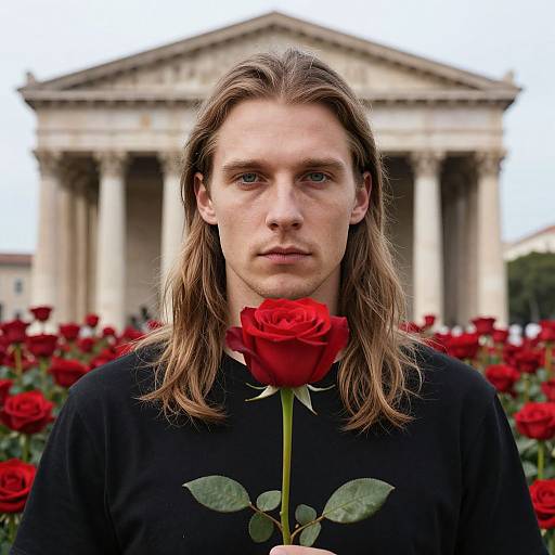 Man with Rose by Roman Temple