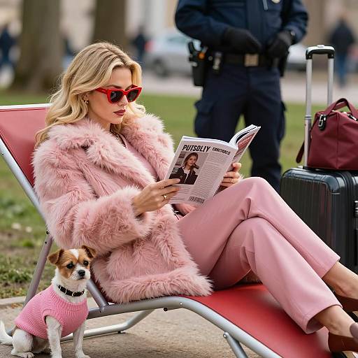 Chic Woman Relaxing in Park