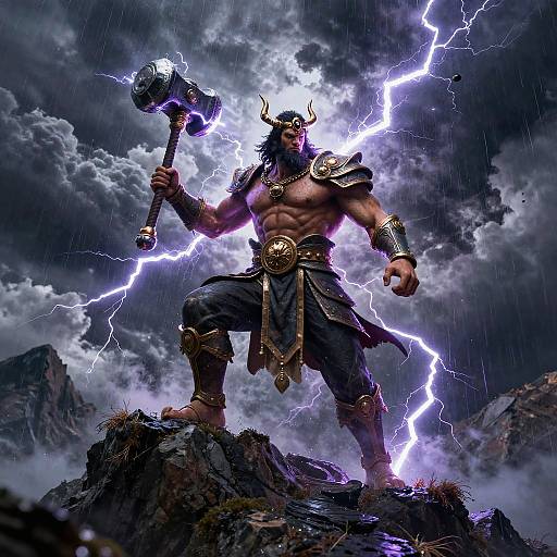 Celestial Thunder God on Mountain Peak