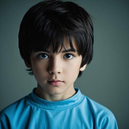 Portrait of Boy in Blue Shirt